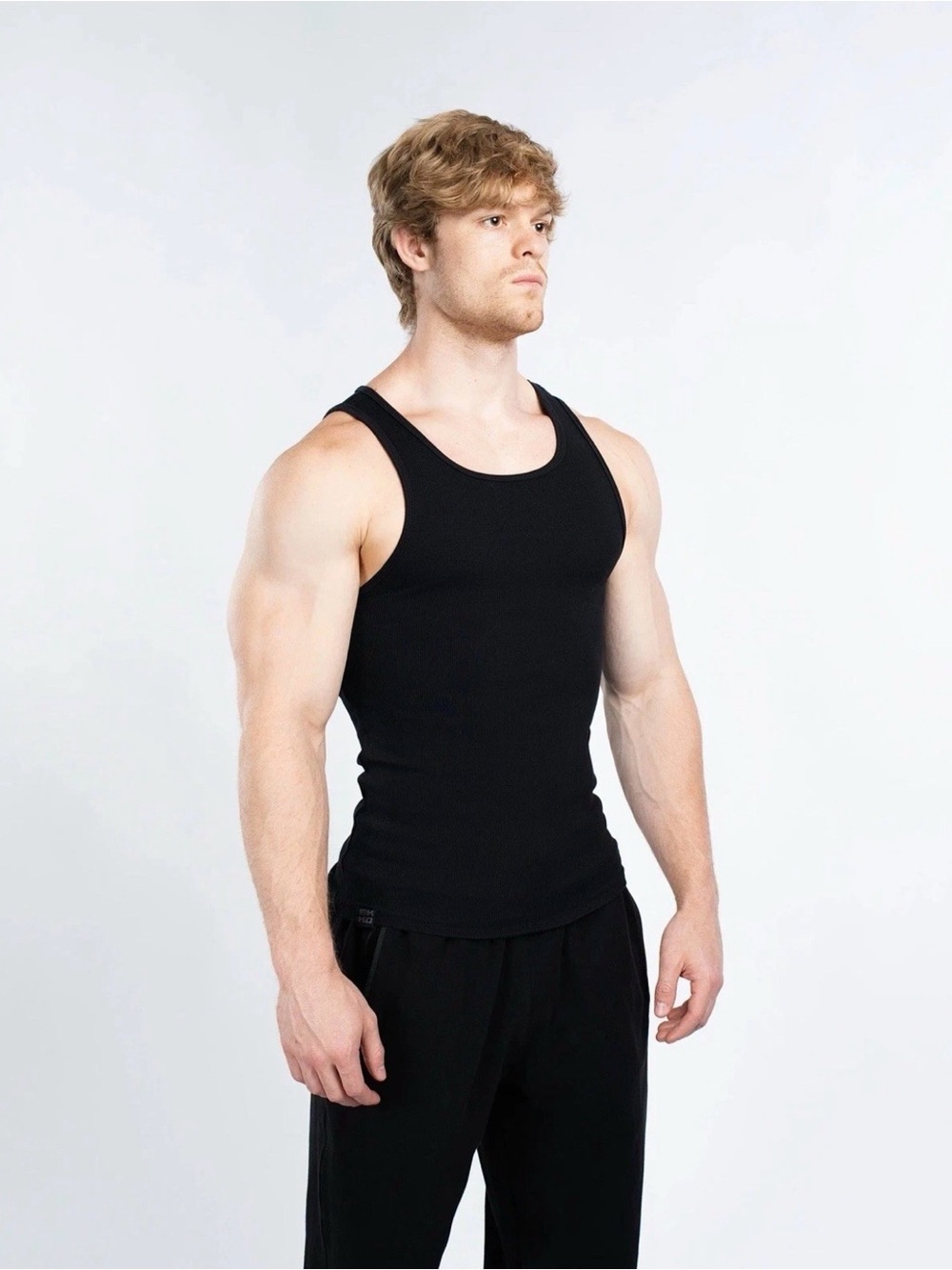 Ekkovision Beater Tank Cotton/Spandex Blend Black Tanks Top Size Large
